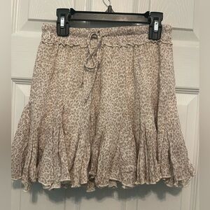 Boutique Olivaceous Printed Mini Skirt, Size Small